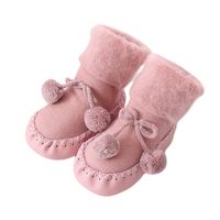Children Indoor Outdoor Shoes Toddlers Anti-Slip Slipper Floor Socks Breathable Cotton Moccasins (Pink, 0-6 months)