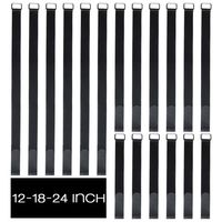 VIGAER Reusable Fastening Cable Straps (12" 18" 24"), 18 pcs Mix Securing Straps, Adjustable Nylon Hook and Loop Cinch Cable Ties Down with Metal Buckle