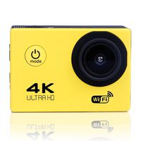 Sports Camera Sports Video 4K WiFi Action Cam 12 MP Underwater Camcorder HD 1080P and 2 Batteries 170° Wide-Angle Yellow