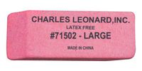 Charles Leonard Eraser, Synthetic, Latex Free, Wedge Shape, Pink, Large 12/Box (71502)