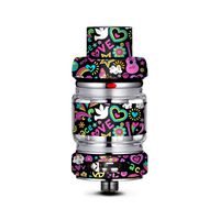IT'S A SKIN Decal Vinyl Wrap Compatible with FreeMax Mesh Pro Tank/Peace and Love Guitar Rainbow