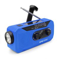 Emergency Weather AM/FM NOAA Solar Crank Radio with Bright Flashlight, 2000mAh Power Bank, Headphone Jack for Hazard Weather and Outdoor Activitives (Blue)