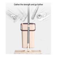 Jeeke Scratch Mop Bucket Rotating Hand Pressure Free Hand Wash Mop, Professional Flat Floor Mop and Bucket Set for Home Floor, Ship from USA (Beige)
