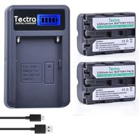 Tectra 2Pcs Sony NP-FM500H Replacement Battery + Smart LCD Display USB Charger for Sony Alpha a68, a77II, SLT-A57, A58, A65V, A77V, A99V, A100, A200, A300, A350, A450, A500, A550, A560, A580, SLT-A700