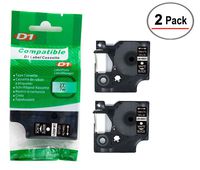 2/Pack LM Tapes - Premium LM-45021 1/2" White on Black Compatible Label Maker Tape, Replaces Dymo 45021 D1 Label Tape 12mm