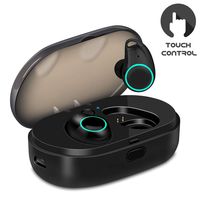 U-ROK Bluetooth Wireless Earbuds with 800mAh Charging Box, Touch Control Sports Earphones in-Ear IPX5 Waterproof HD Stereo Sweatproof Headphones with Built-in Mic (Black + Wall Charger)
