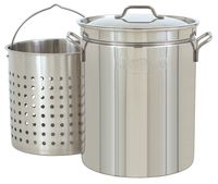 Bayou Classic 1144 1144-44-qt Stainless Stockpot with Basket, 44 quarts, Silver