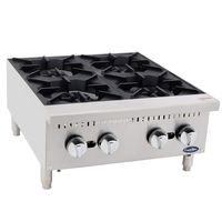 CookRite Four Burner Hot Plate Commercial Countertop Liquid Propane Range ATHP-24-4 HD 24"-100000 BTU