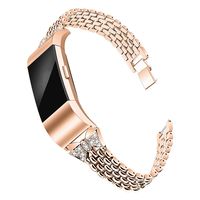 Mtozon Bands Compatible with Fitbit Charge 2, Metal Bling Wristbands for Women Replacement Dressy Bracelet/Bangle for Ladies, Rose Gold