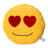 EvZ 32cm Emoji Smiley Emoticon Yellow Round Cushion Stuffed Plush Soft Pillow
