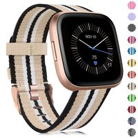 findway Compatible with Fitbit Versa/Fitbit Versa 2/Fitbit Versa Lite Bands,Versa Accessories for Women Men Breathable Woven Fabric Strap Adjustable Wristband for Fitbit Versa/Versa 2/Versa Lite