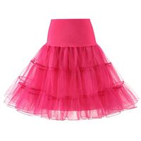 Paymenow Women's 50s Vintage Petticoat Skirts Half Slip Crinoline Tutu Underskirts Vintage Dress (Hot Pink, XL)