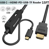 USB C to HDMI 15Ft TV PD Cable,Type C Charging Dex Station for Galaxy S9,S8,S10 Plus,Note 9,Note 8 TV Adapter Cord as Samsung Dex Cable 5M,Nintendo Switch,MacBook pro 2018 HDMI Connector,Power,4K@60Hz