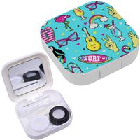 Portable Contact Lens Case Box Travel Kit Mirror + Bottle + Tweezers Container Holder [ Tropic Flamingo Toucan ]