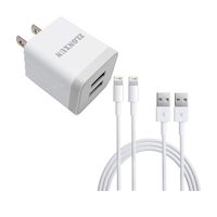 Wall Charger 2.1A with 2 Pack Cables for iPhone 8 8 Plus 6 6S Plus 7 7 Plus 5S,iPad 6/5/4/Air/mini/Pro (2.1A,3ft)