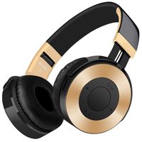 GBSELL 555 Bluetooth Headphones Over Ear, Hi-Fi Stereo Wireless Headset, Foldable, Soft Memory-Protein Earmuffs, w/Built-in Mic and SD/TF Card FM for PC/Cell Phones/TV (Gold)