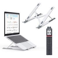 Nulaxy Laptop Stand, Portable Computer Laptop Holder, Aluminum Laptop Riser with 6 Levels Height Adjustment, Fully Collapsible, Supports up to 44lbs, Fits up to 17.3 Laptop - Silver