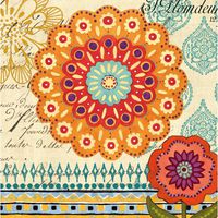 Proud Peacock Pattern Flowers Luncheon Napkins