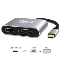 USB Type C Hub, USB C Hub Adapter, 2 in 1 Hub Adapter Cable with 4K HDMI VGA, Dual Screen Display and High Speed Transmission, Type C USB C to VGA HDMI Video Converters Adaptor for Macbook2016/2017