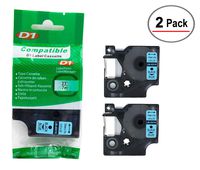2/Pack LM Tapes - Premium LM-45016 1/2" Black on Blue Compatible Label Maker Tape, Replaces Dymo 45016 D1 Label Tape 12mm