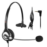 Arama 2.5mm Telephone Headset with Flexible Noise-Cancelling Microphone and Volume Control | Stainless Steel Headband, Pro Hands-Free Headset for DECT Corded and Cordless Phones (A600CP)