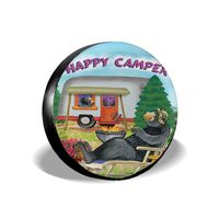 HAINANBOY Happy Camper Spare Tire Covers Potable Corrosion Wheel Covers Weather-Proof for Jeep Trailer RV SUV Truck Camper Travel Trailer Accessories 14 15 16 17 Inch
