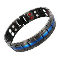 Mishow Adjustable Magnetic Bracelets for Men Arthritis Relief Pain Health Double Row 4 Elements Strong Magnets, Black&Blue