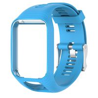 HUVE Silicagel Replacement Watchband Watch Strap 25cm Long for Tomtom 2/3 /Spark/Spark3/Series GPS Watch with Screen Protectors (Blue)