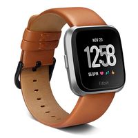Valdeal for Fitbit Versa Bands, Soft Leather Replacement Versa/Versa 2 Band Strap with Frame Case for Man Woman (Khaki)