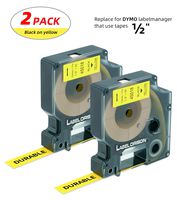 Label Orison-Compatible with D1 Dymo Label 45018 S0720580 Black on Yellow 12mm 1/2-inch Tape Cassette for LabelManager 160 280 260P 210D PNP 420P 360D 220P 500TS,2 Cartridges