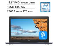 Dell Inspiron 15.6" Full HD Touchscreen Laptop, Intel Core i5-8250U Quad-Core Processor, 12GB RAM, 256GB M.2 SSD + 1TB HDD, Backlit Keyboard, HDMI, Wireless-AC, Bluetooth 4.2, Windows 10 Home, Blue
