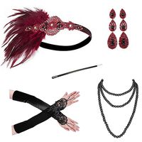 1920s Accessories Headband Necklace Gloves Cigarette Holder Flapper Costume Accessories Set for Women(bc)