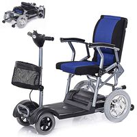 DONGBALA Disabled 4-Wheeled Scooter, Electric Wheelchair Intelligent Power Electric Mini Folding Bicycle 4-Wheeled Wheelchair 300W Motor 11AH Lithium Battery Blue