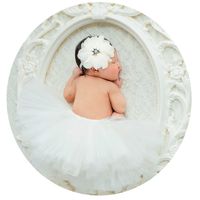 Baby Photography Props Tutu Skirt Headdress Newborn Girl Photo Shoot Outfits Infant Princess Costume Clothes (Off-White)