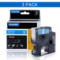 Colorty Compatible DYMO Industrial Permanent Vinyl Labels 1805243 White on Blue for DYMO Industrial Rhino 4200 5000 5200 6000 Label Makers, 1/2 Inch x 18ft, (12mm x 5.5m) 3 Roll