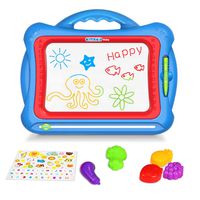 Geekper Magnetic Drawing Board, 15.75" Erasable Colorful Magna Doodle Toys Writing Sketching Pad Set with 5 Shape Stamps & Lovely Sticker ( Blue )
