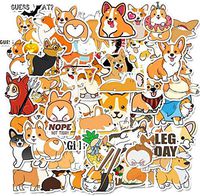 Astra Gourmet Cute Pet Welsh Corgi Pembroke Decal Stickers for Car Motorcycle Bicycle Skateboard Laptop Luggage Vinyl Sticker Graffiti Laptop Luggage Decals Bumper Stickers(50 Piece)