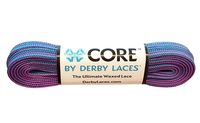 Derby Laces CORE Narrow 6mm Waxed Lace for Figure Skates, Roller Skates, Boots, and Regular Shoes (Purple-Teal Stripe, 84 Inch / 213 cm)