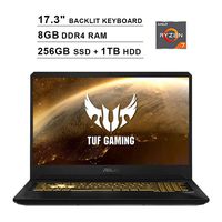 2019 ASUS TUF 17.3 Inch FHD 1080p Gaming Laptop (AMD Ryzen 7 3750H up to 4.0 GHz, 8GB DDR4 RAM, 256GB SSD (Boot) + 1TB HDD, GeForce GTX 1650 4GB, Backlit KB, WiFi, Bluetooth, HDMI, Windows 10)