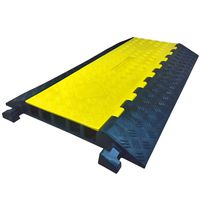 Electriduct Falcon General Purpose Polyurethane Cable Protector - 5 Channel Cord Cover, Wire and Hose Ramp - 20,000 lbs/axle Load Capacity - Black base, Yellow lid (Pack of 2)