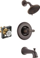 Delta Faucet Linden 14 Series Single-Function Tub and Shower Trim Kit with 5-Spray Touch-Clean Shower Head, Venetian Bronze T14494-RB (Valve Included)