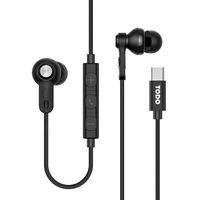 Type C Headphone【Latest Version】 TODO USB C Wired in-Ear Earphones with Mic & DAC Chipset Noise Cancelling Earphone for 2018 iPad Pro/MacBook, Google Pixel 3/2/XL, Huawei, One Plus, Essential - Black