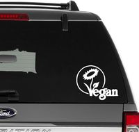 Vegan Flower Vegetarian Vinyl Decal Sticker For Wall Decor, Windows, Laptop, Car, Truck, Motorcycle, Vehicles (Size-6 inch/15 cm Wide) - (Gloss WHITE Color)