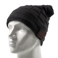 MUIFA Wireless Headset Music Hat, Knit Winter Warm Beanie Headphone w/Built-in Microphone for Hands-Free Calling - Black