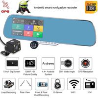 Damark Android Dual Lens 5" HD 1080P Car DVR GPS Navigation Rearview Mirror Camera Wifi