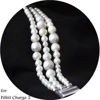 White Pearl Bands Compatible with Fitbit Charge 2 Smartwatch Bands Exercising Elastic Stretch Handmade Jewelry Bracelet Watch Replacement Strap Wristband Wearable Watchbands Pearl Bracelet Girls Women