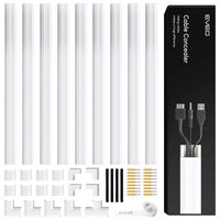 Cord Cover - Cable Concealer On Wall Raceway - Cable Management Kit Including Connectors & Adhesive Strips (Connected to Raceway). Great as a Cord Cover for Wall Mounted TV.