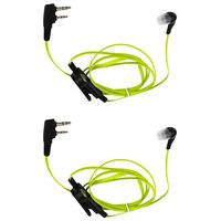 KENMAX 2 PIN Noodles Cable Earpiece Headset Green for Baofeng BF-F8HP UV-6R Wouxun KG-UV6D KG-UV899 (2 Pack)