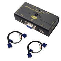 2 Port USB 2.0 VGA KVM Switch Up to 2048x1536 Resolution with USB Hub for PC or Monitor Switching (Renewed)