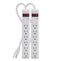 Belkin F5C048-2 6-Outlet Power Strip Surge Protector with 2-Foot Power Cord, 200 Joules (2-Pack) (Renewed)